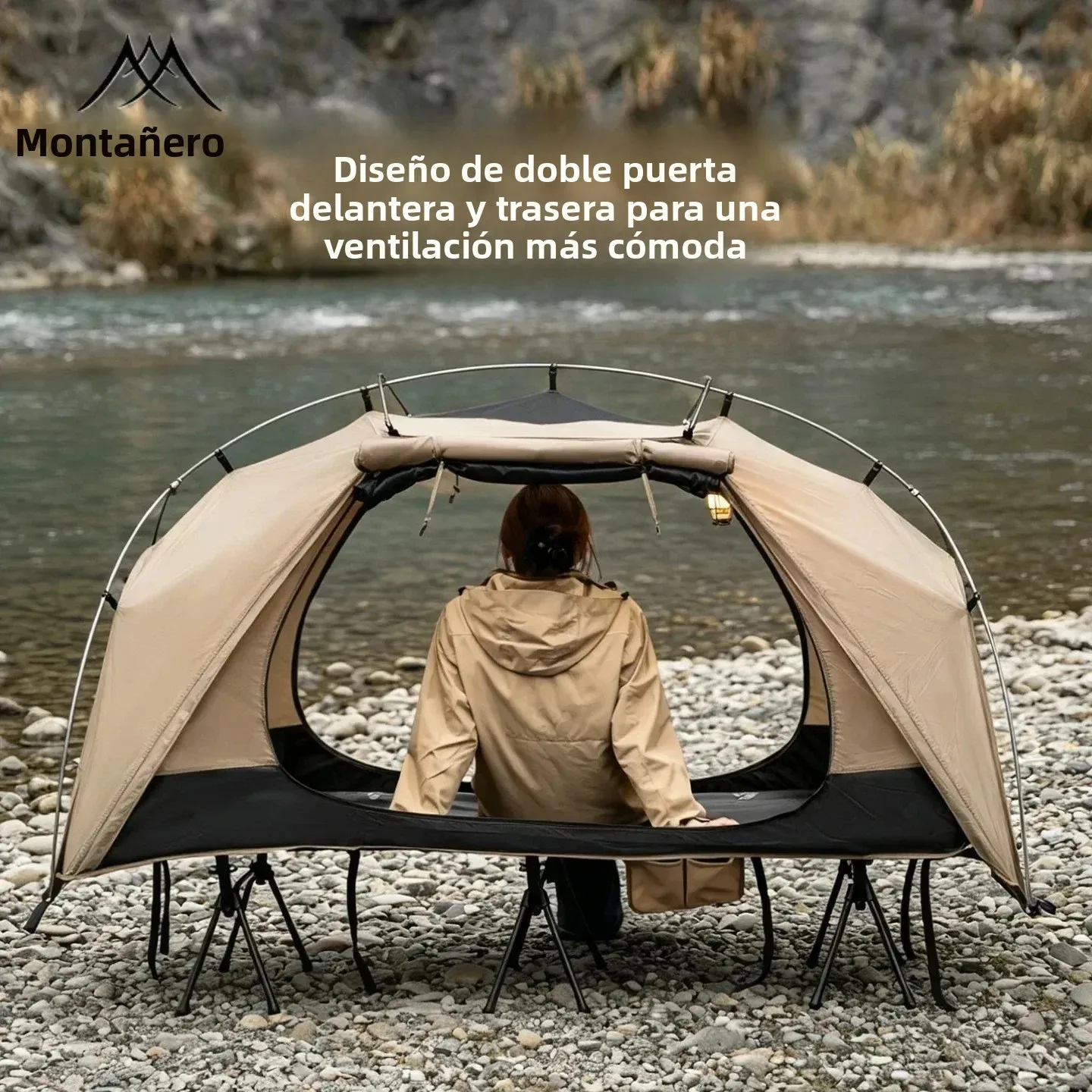 MONTAÑERO 2026 Cama Individual para Campamento, Tienda de Campaña Impermeable y Resistente a la Lluvia, Refugio Multiusos para Campismo, Senderismo y Viajes