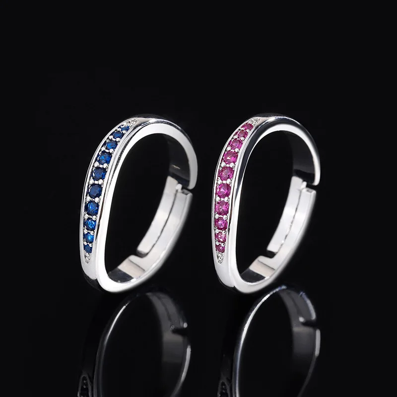 

Charms Blue Cubic Zirconia Line Compact Adjustable Ring Women's Jewelry Wedding Anniversary Cocktail Party Accessory Gift