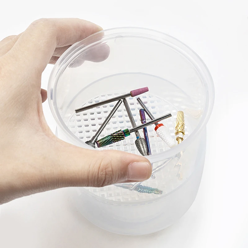 Forets pour Nail Art, tête de meulage, stérilisateur, boîte de désinfection, boîte de nettoyage d'outils pour ongles, mallette de rangement de manucure, accessoires de tondeuse