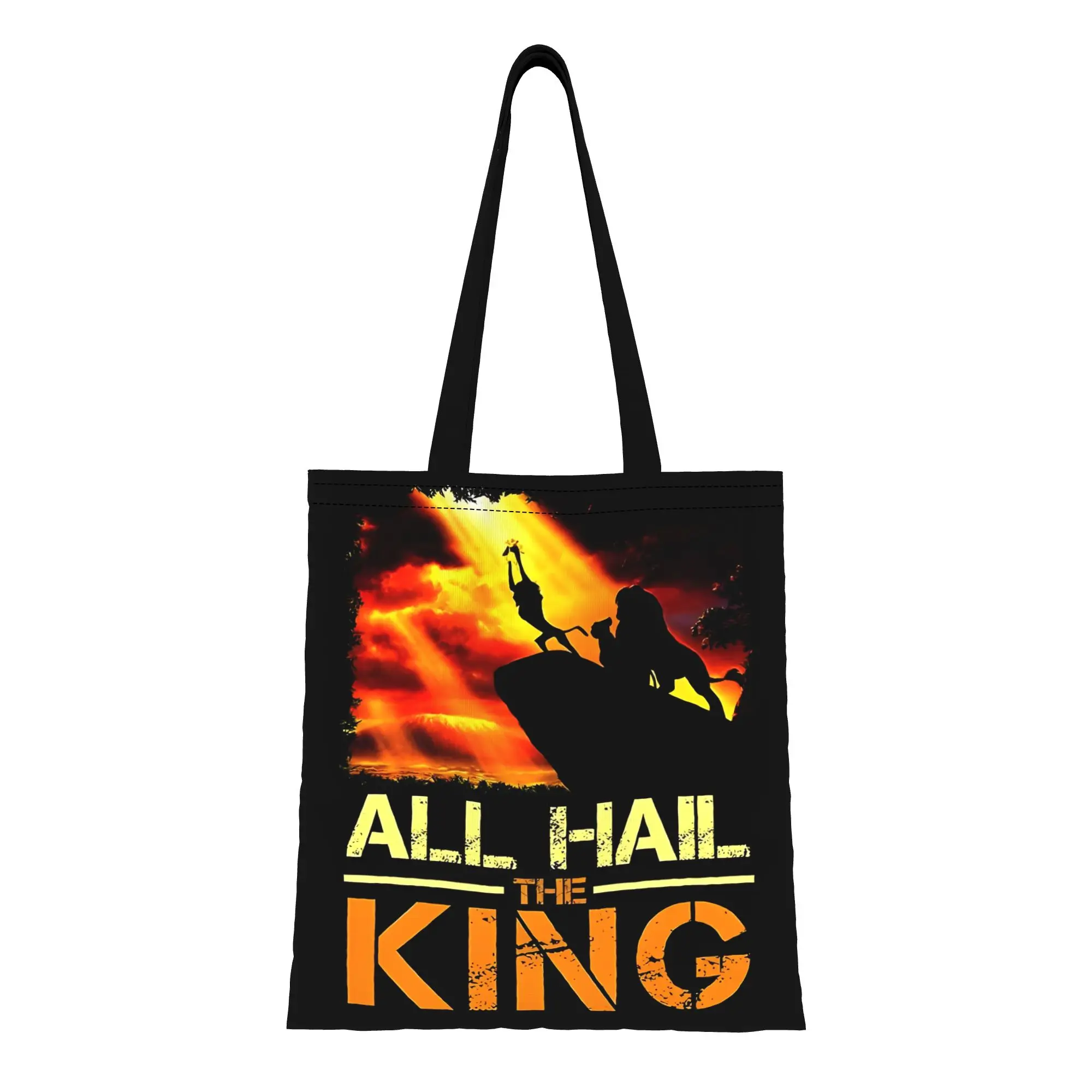 

Сезон «Снова в школу»: Сумка-шоппер «Да здравствует Король» (Король Лев) из холщовой ткани, идеально подходит для покупок, женская сумка с верхней ручкой.