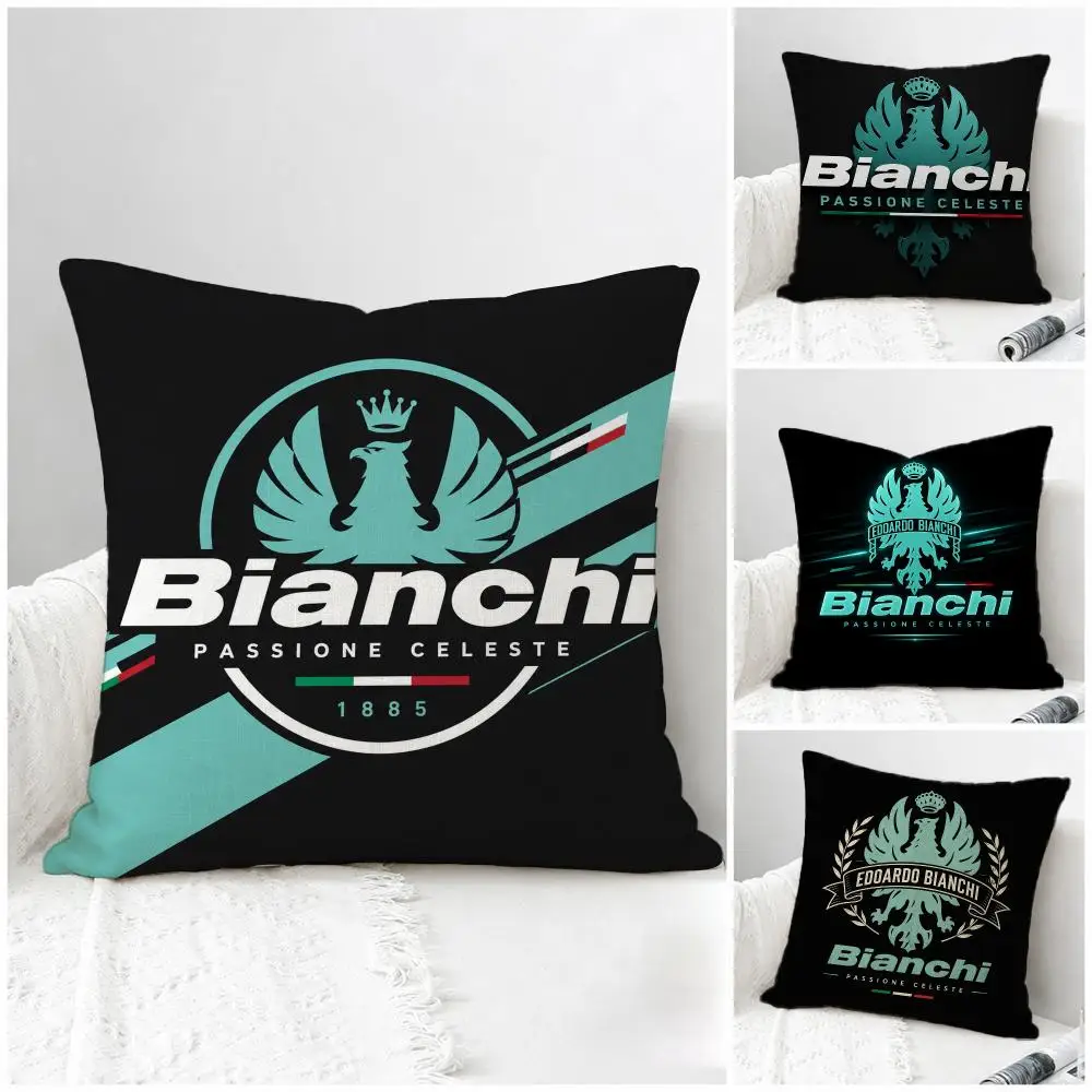 Brand Bianchi Bike Cushion Cover Natural Linen Pillowcase Set, All-in-One Decor for Sofa, Bedroom & Chair