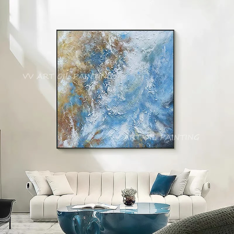 

Square picture blue artwork beautiful artwork handmade new design Large Size Hand Painted Oil Painting as a gift for home deco