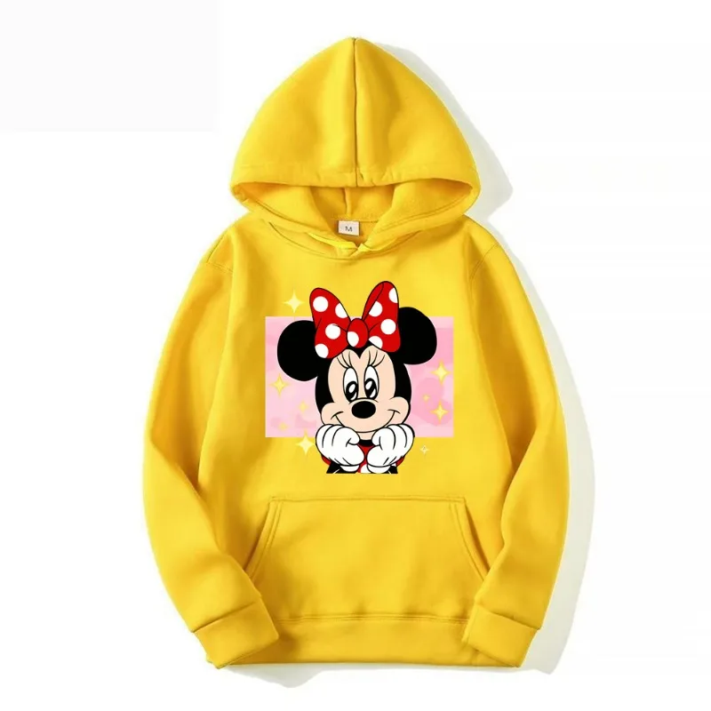 Disney Mickey Mouse Minnie Mouse Kawaii Print Hoodie Autumn Winter Sweatshirt Fashion Pullover Clothing Loose Street Hoodies