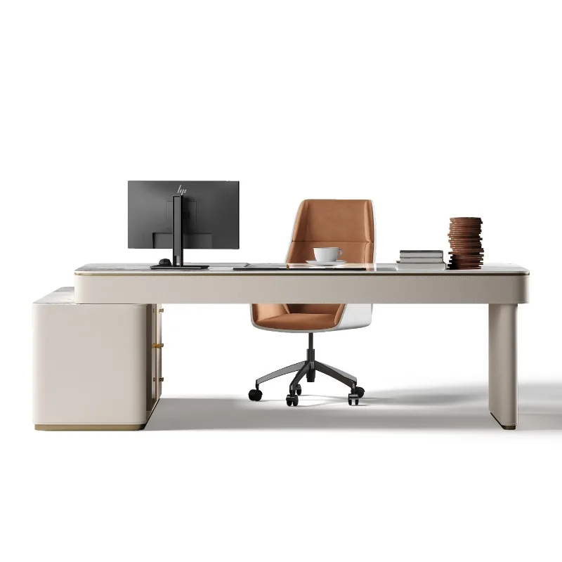 

Modern desk, high-end study, Italian minimalist with drawer corners