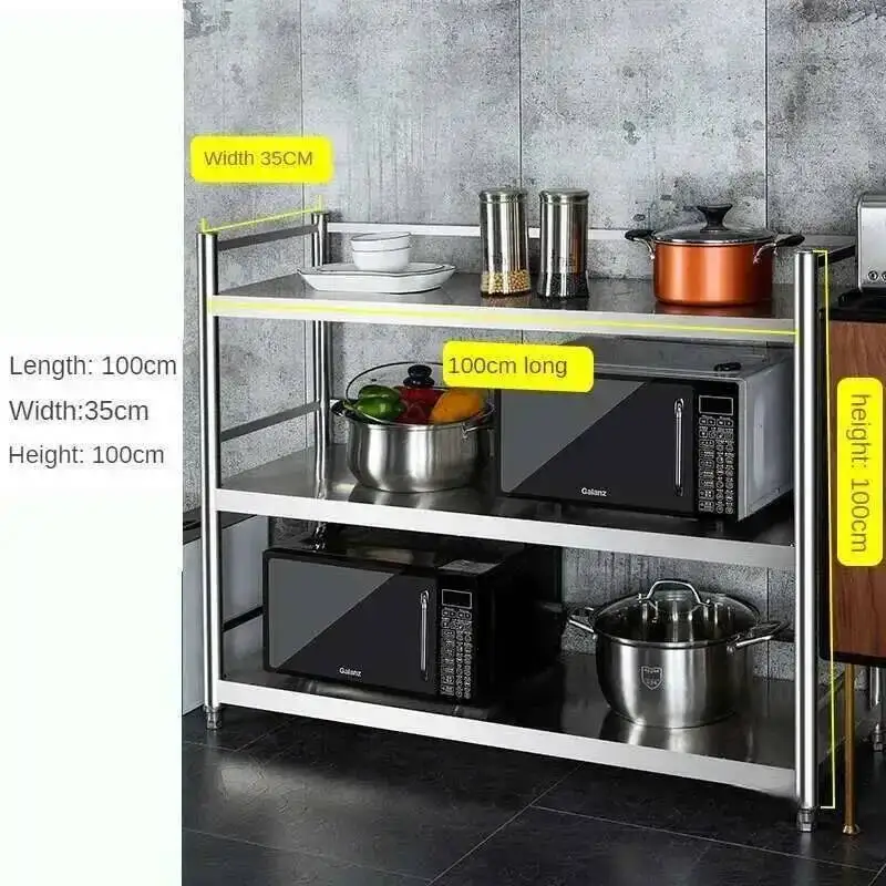 Shelves Floor-standing Kitchen Cabinets Storage Stainless Steel Microwave Storage Rack Home Furniture Multilayer Kitchen Cabinet