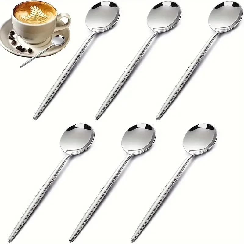 

6-piece stainless steel gold mini coffee spoons, machine washable, suitable for restaurants, coffee shops