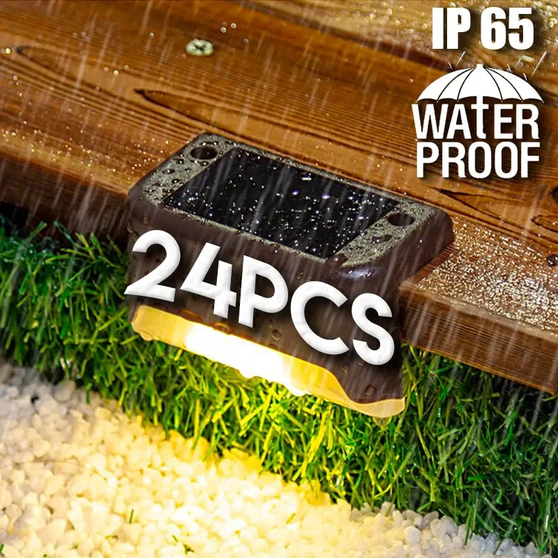 

1~24PCs LED Solar Step Lamp Path Stair Outdoor Garden Lights Waterproof Balcony Light Decoration for Patio Stair Fence Light