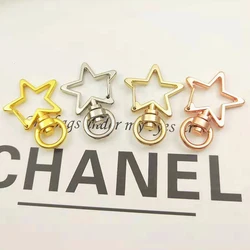 10pcs New Cute Star Pentagram Hollow Key Chain Key Ring Keychain DIY Accessories Lobster Clasp Jewelry Making Findings Wholesale