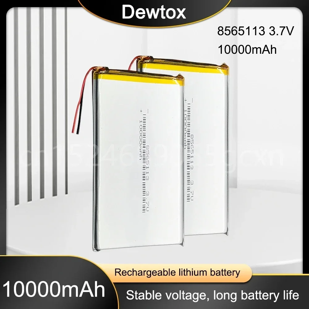 10000mAh 3.7V 8565113 Lithium Li-polymer Rechargeable Battery Li-ion Li Po Cells for DVD GPS Medical Device PDA E-book Mp3