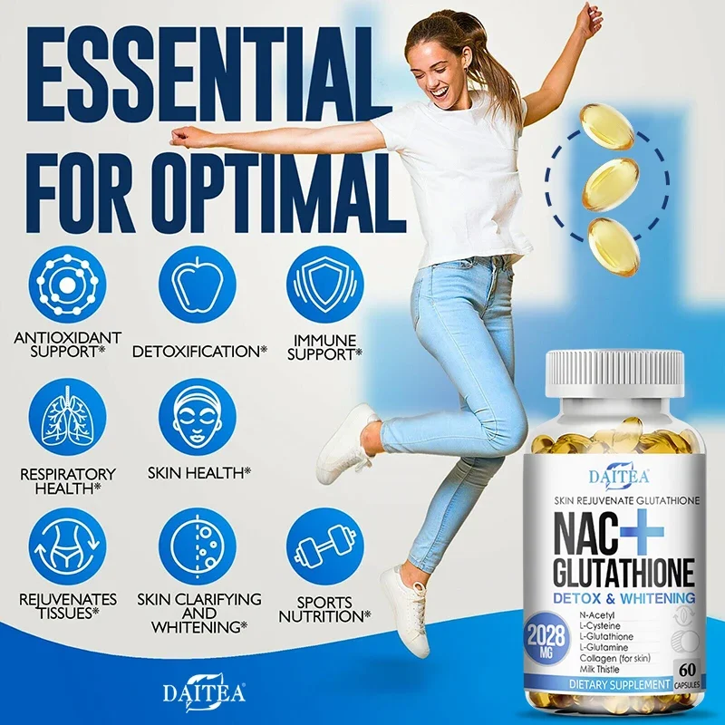 NAC Supplement L-Glutathione Supports beautiful skin, healthy complexion, antioxidants, immunity, and overall health