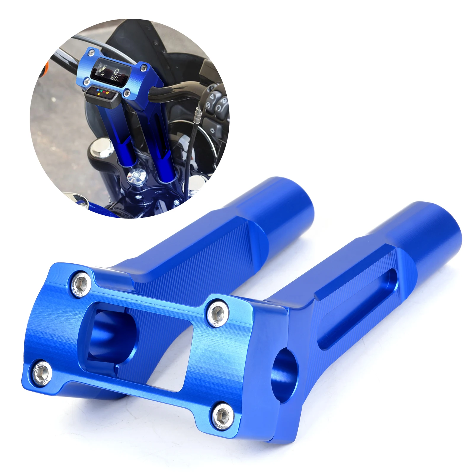 

6 inch Blue Motocycle Instrument Style Pullback Handlebar Risers for Most Dyna Street Bob Softail Sportster Moto Accessories