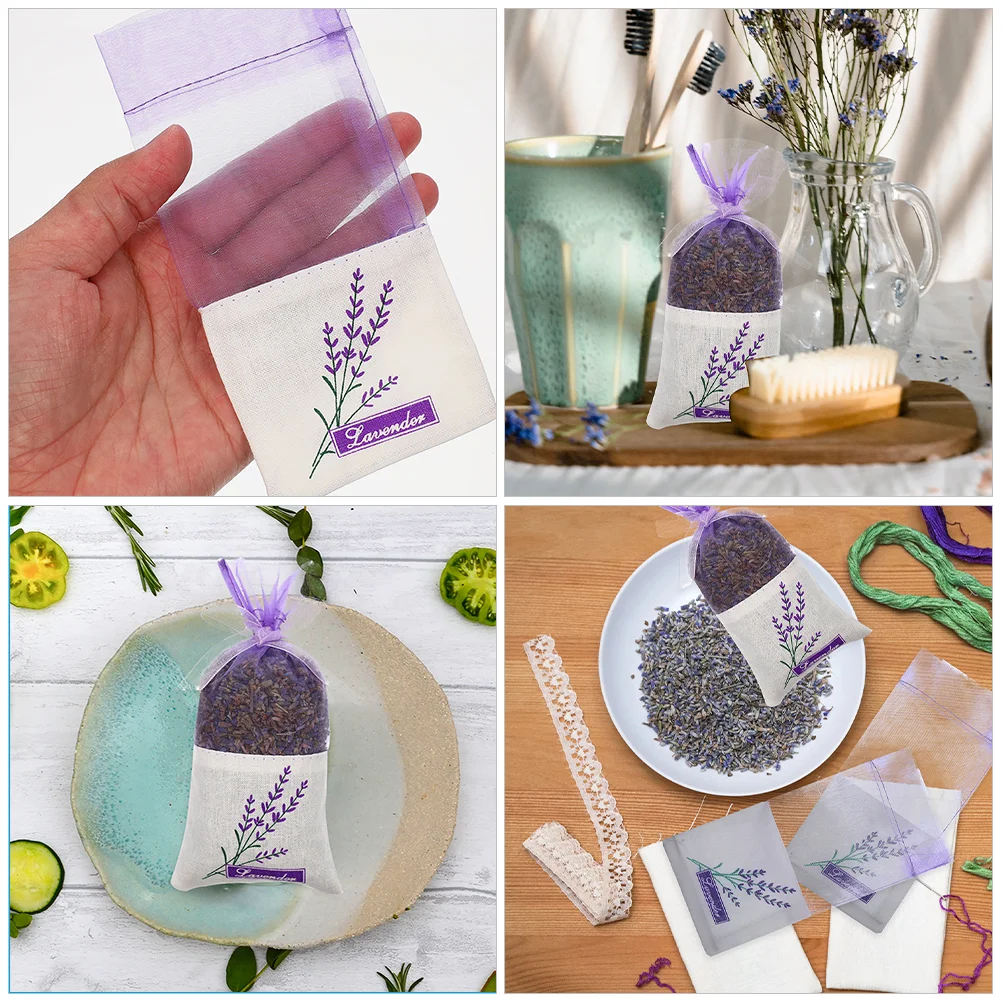 50 Pcs Vosarea Lavender Sachet Bags Small Garbage Decorate Empty Drawstring Cotton Sachets Perfume Travel Clear Gift