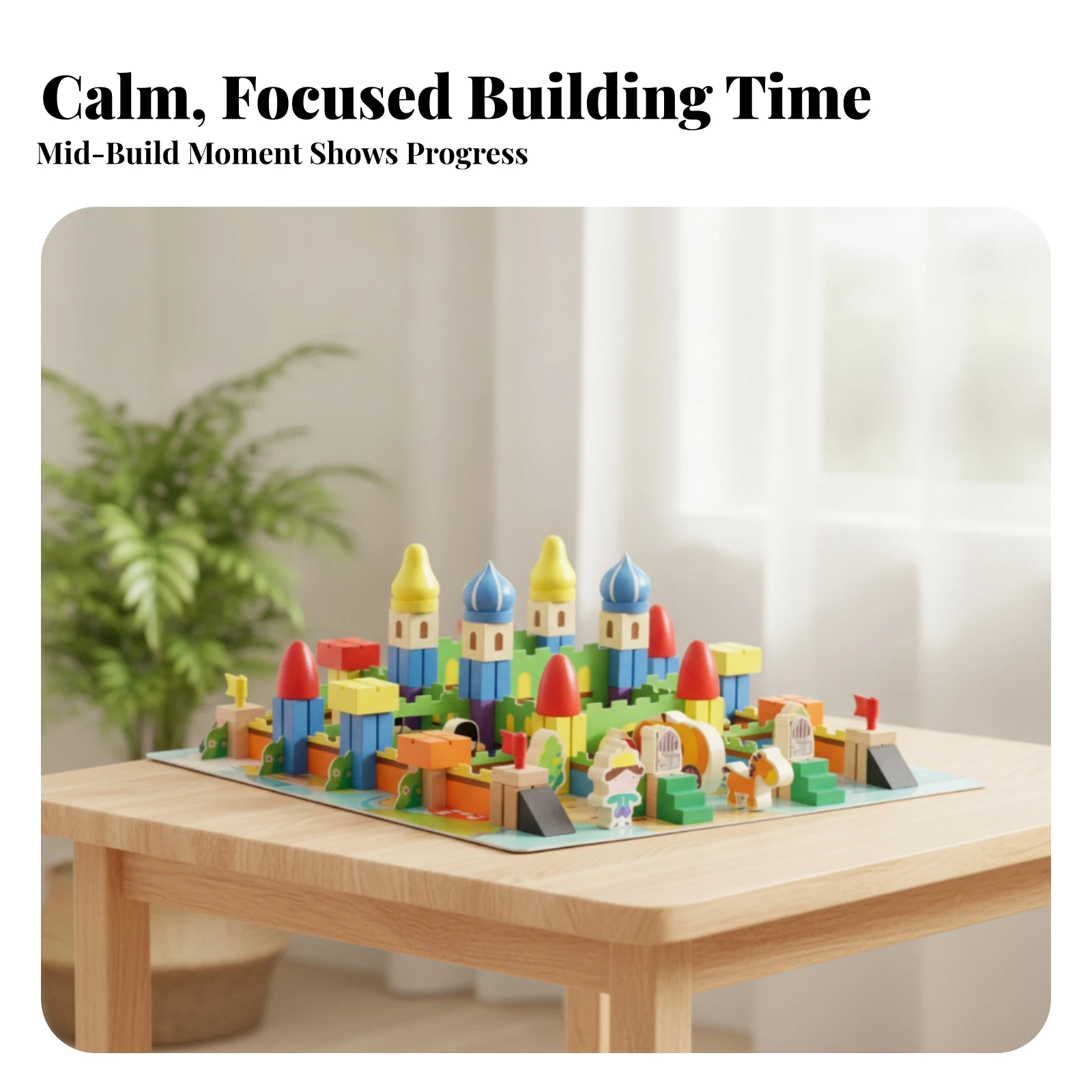 Wooden Castle Building Blocks Medieval Wooden Castle Blocks Modular Building Kit Safe Interlocking Block Set Smooth for Children