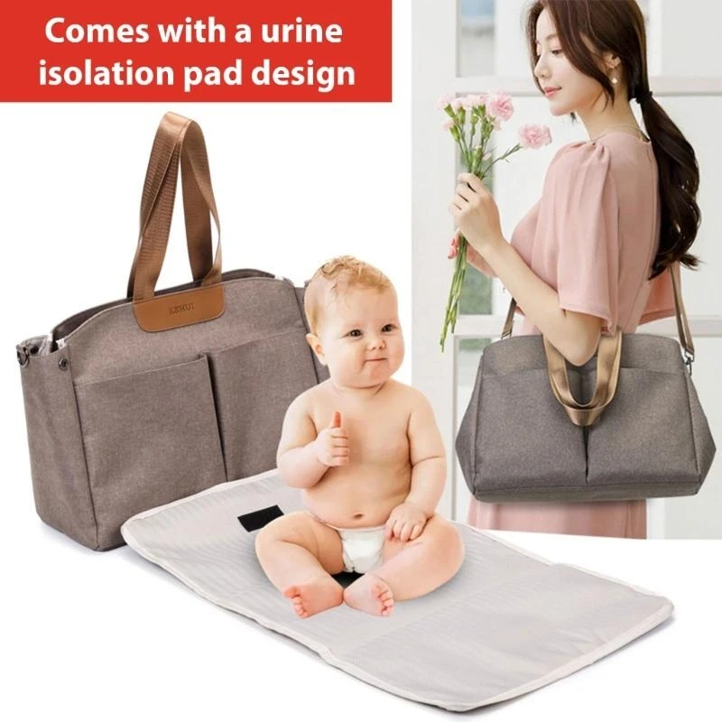 

M76C Crossbody Shoulder Bag Handbag Mom Bag with Diaper Changing Pad Small Bag Multiple Compartment Pram Hanging Diaper Bag
