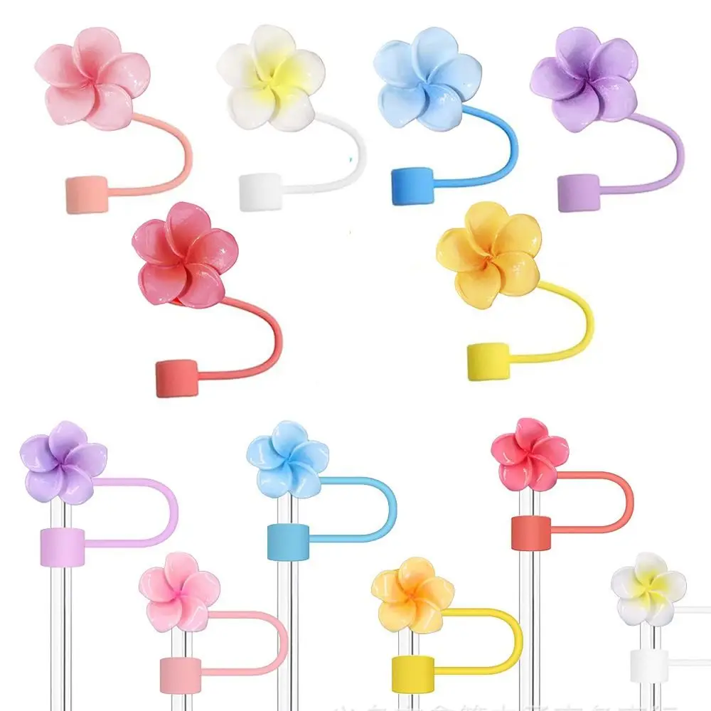 

Portable 10mm Straw Tips Covers Frangipani Cap Protector Straw Topper Good Sealing Dust-Proof Straw Tips Lids For Party Supplies