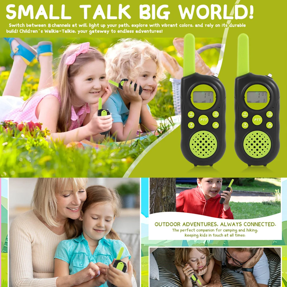 2PCS Kids Walkie Talkies Toy Long Range 2 Way Radio for 3-12 Ages LCD FlashLight Boys Girls Birthday Gifts for Camping Outdoor