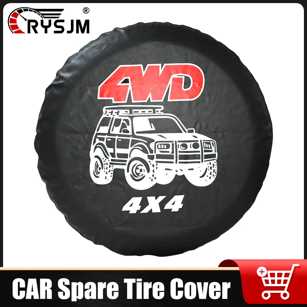 

14-17-дюймовый кожаный чехол для запасного колеса из ПВХ, чехол для запасного колеса 4X4 для внедорожного солнцезащитного крема, водонепроницаемая защита для автомобильной сумки
