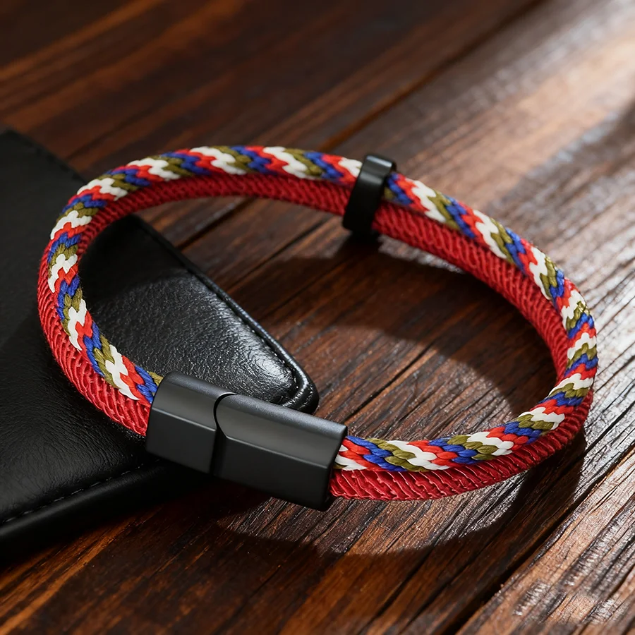 Stylish Cord Chain Bracelet For Men 5 Colors Available Magnetic Buckle Casual Versatile Accessory Grade A String Braclet Homme