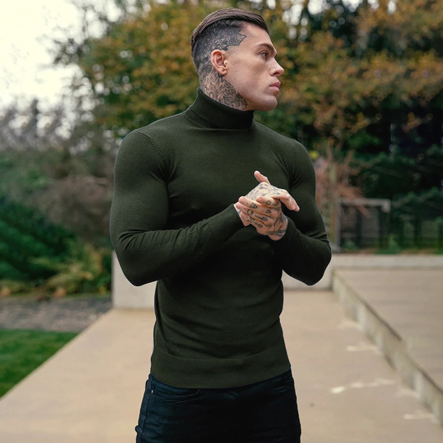 

Вязаный свитер с высоким воротником и длинными рукавами, эластичный, облегающий, тонкий, модный, молодежный, для активного отдыха, осенний, C...