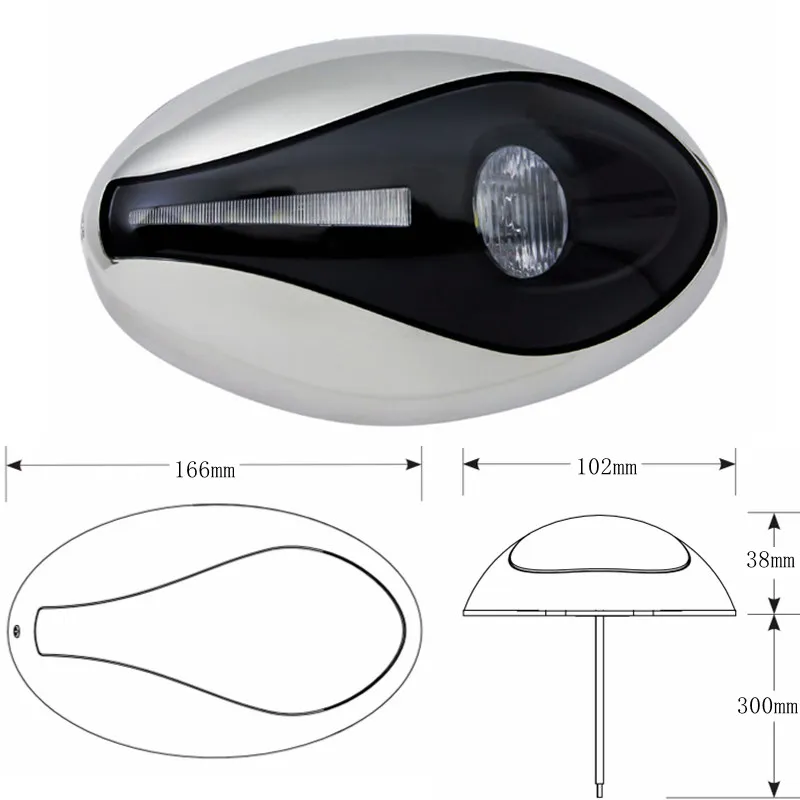 Marine LED Navigation Light 17W 1000LM Waterproof Corrosion-Resistant Stainless Steel 12V Forward Lighting 7200K