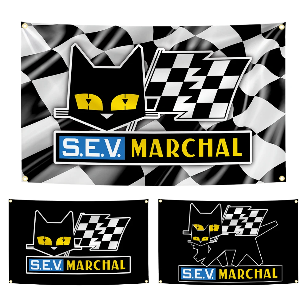Classic SEV Marchals Racing Car Flag Tapestry Polyester Digital Printing Banner for Garage Wall Art Out Door Decoration