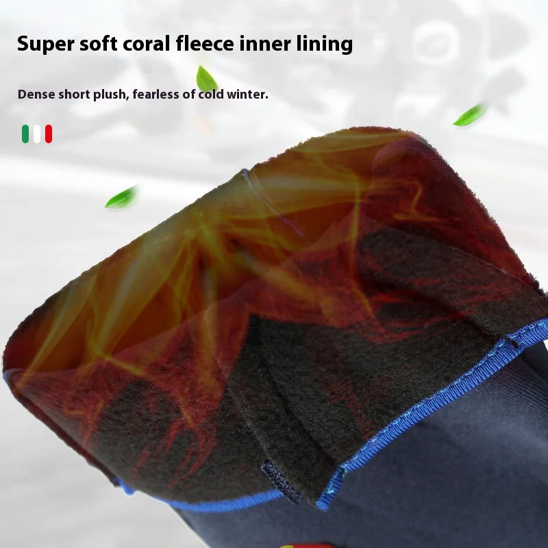 قفازات حرارية خارجية للشتاء والخريف، مقاومة للرياح ومقاومة للماء، قفازات ركوب الدراجات مبطنة بالصوف ومضادة للانزلاق