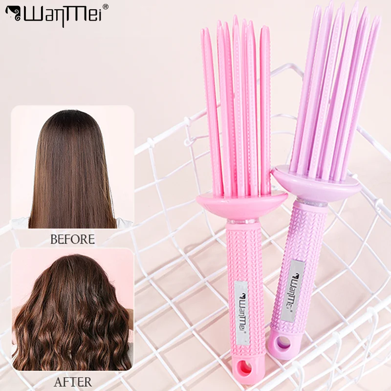 1 stücke Haar Luft Volumen Flauschigen Curler Kamm Hohe Qualität Nicht-slip Griff Roller Kamm Heatless Salon Lockiges Haar Styling zubehör