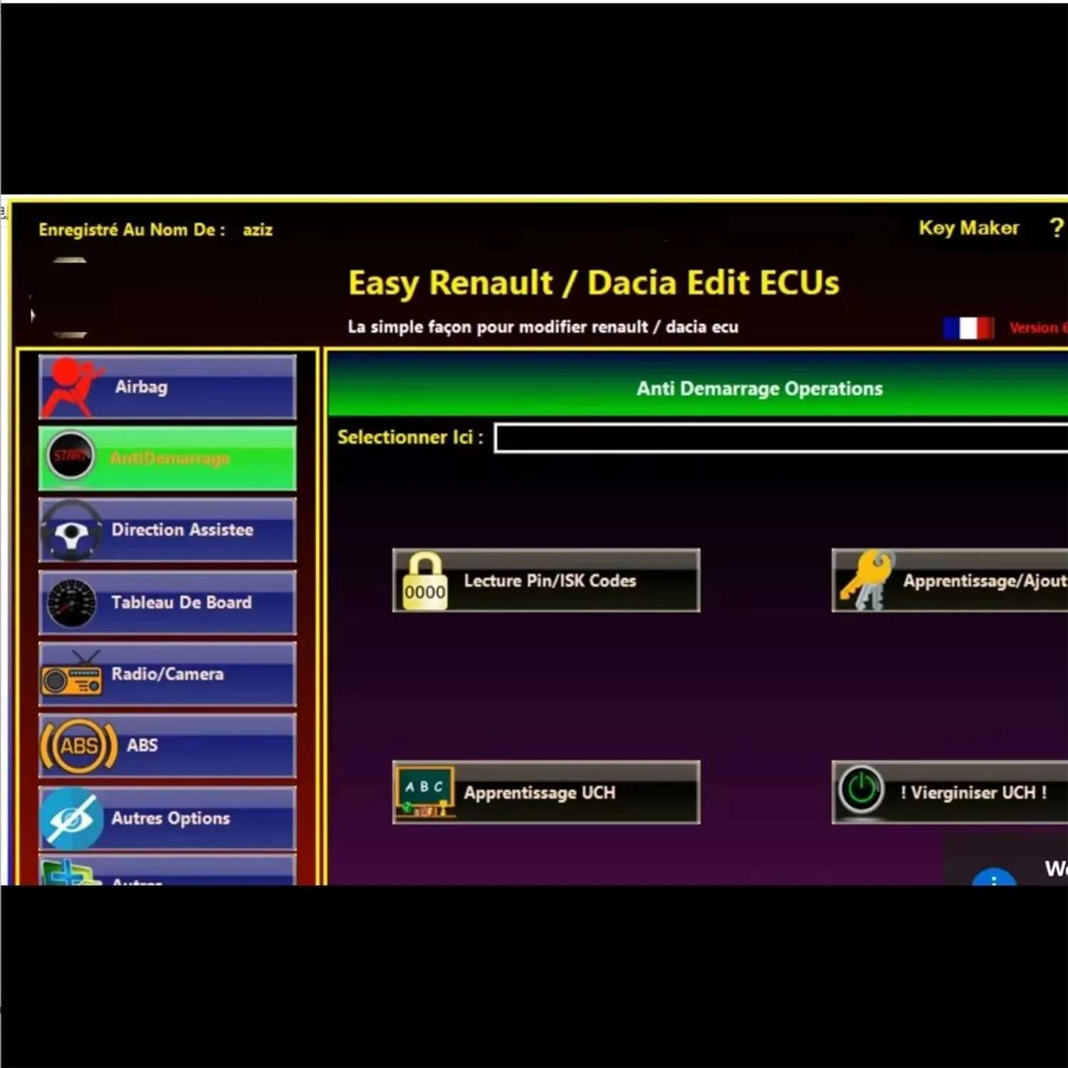 쉬운 르노 ECU 프로그래머용 소프트웨어, 클리어 크래시 에어백 카드 키, UCH 클리너 키, OBDLink Renolink로 작동, 르노 6.1.4