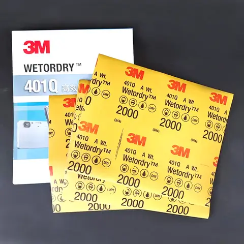 3M 401Q 2000 그릿 습식/건식 사포 시트 - 자동차 페인트, 금속 및 악기 연마용 대형 227x280mm 연마재