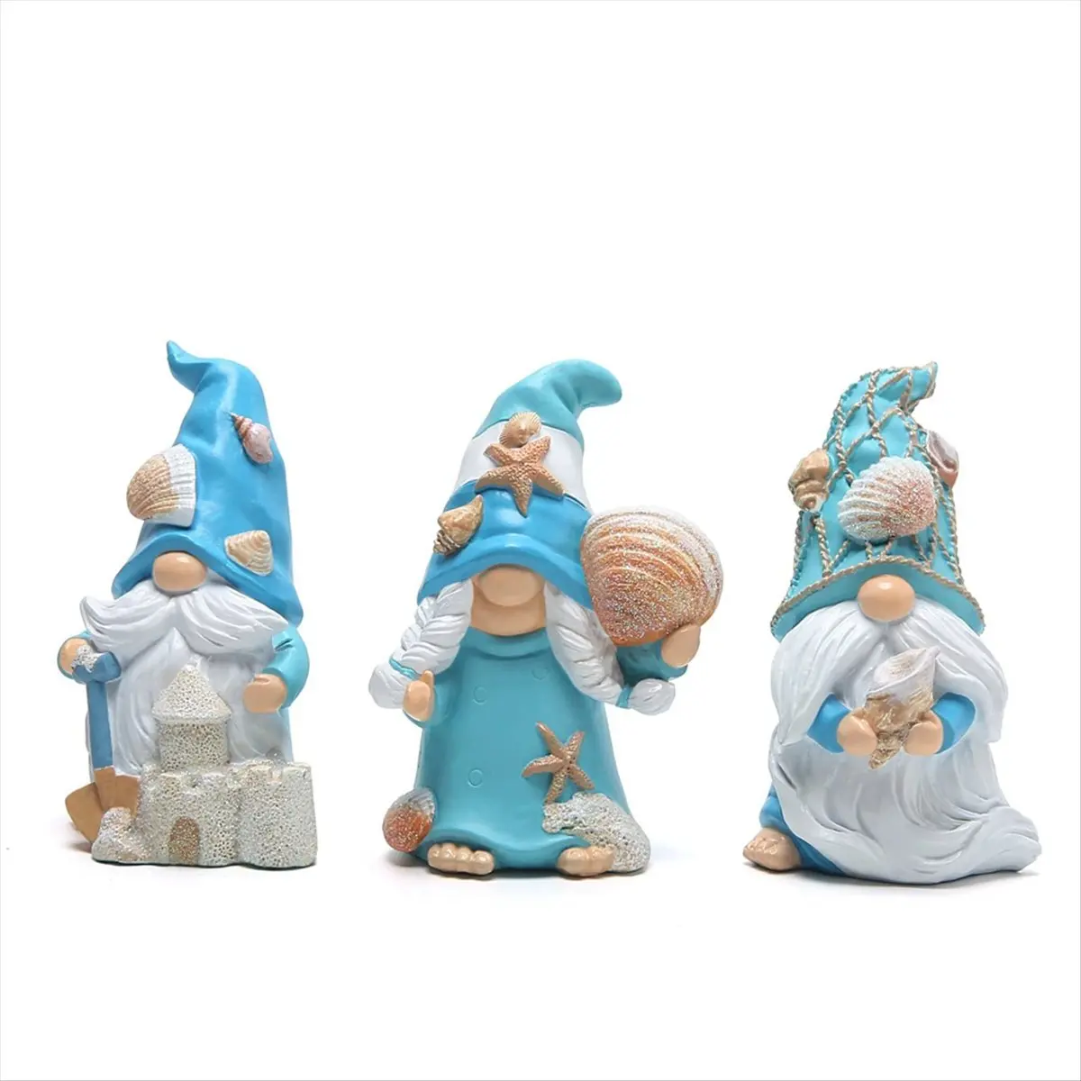 A32I 3PCS Decorations Home Ornaments, Sea Star Shell Gnomes Handmade for Beach Décor, Swedish, Nisse Scandinavian