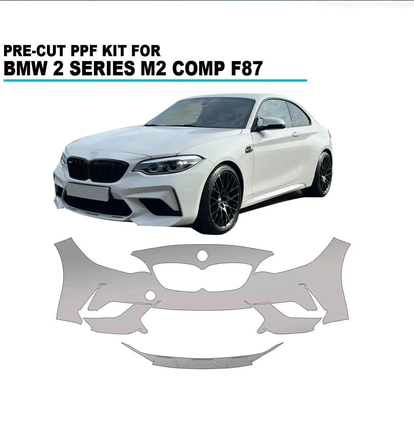 

Для BMW M2 Competition 2016-2021 комплект предварительно вырезанного PPF из ТПУ, устойчивая к царапинам прозрачная защитная пленка для переднего бампера, капота двигателя