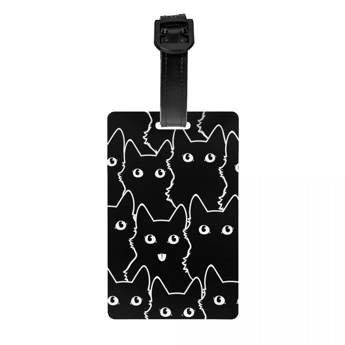 Custom Cute Black Cat Luggage Tag Custom Baggage Tags Privacy Cover ID Label