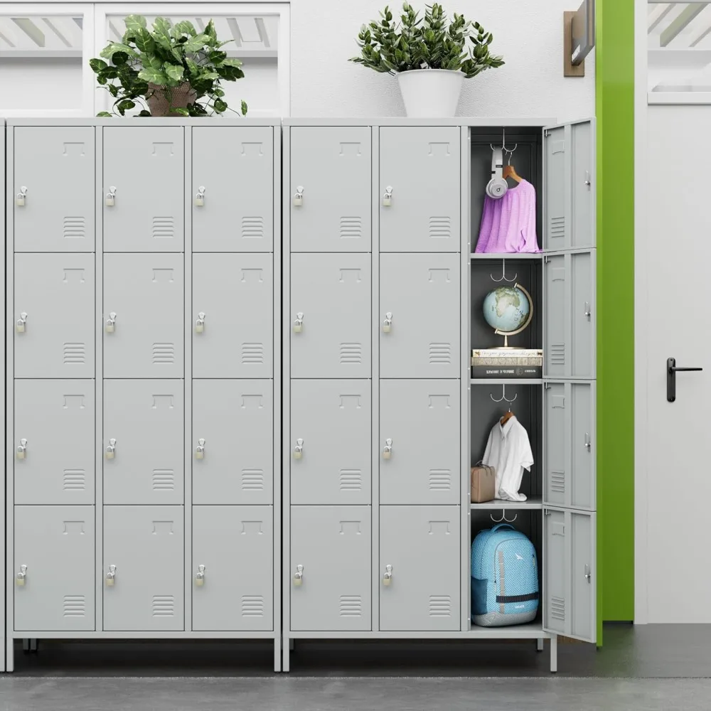 Doors Metal Storage Locker for Employees, Industrial Steel Storage Locker for School Office Gym Garage Bedroom, Assembly Require
