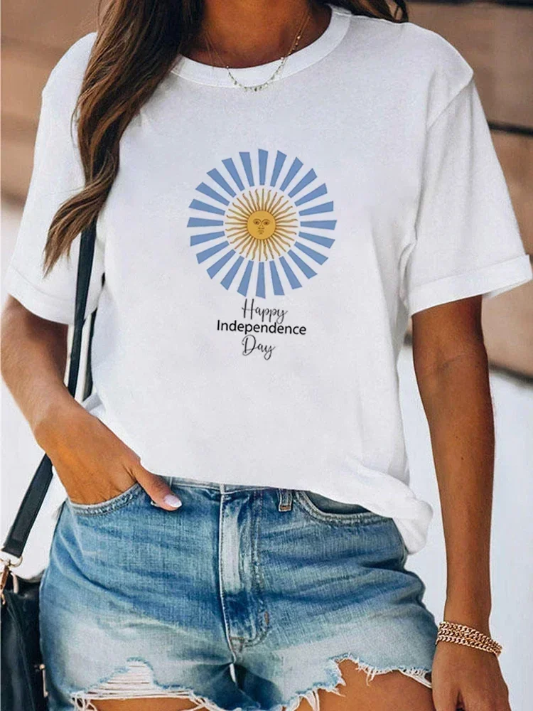 2024World Football Women's T-Shirt Short Sleeve Argentina Shirts Clothes Women Female Summer Clothing Ladies Print Graphic Tee view 4