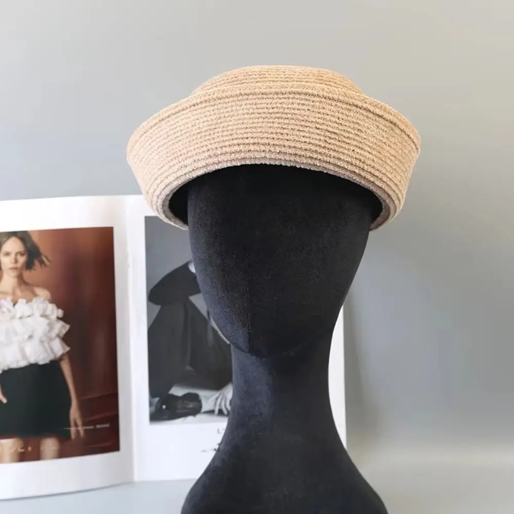 Uniform Stewardess Hat French Style Chenille Pillbox Hat Fedoras Teardrop Beret Hat Versatile Elegant Medicine Box Hat Banquet
