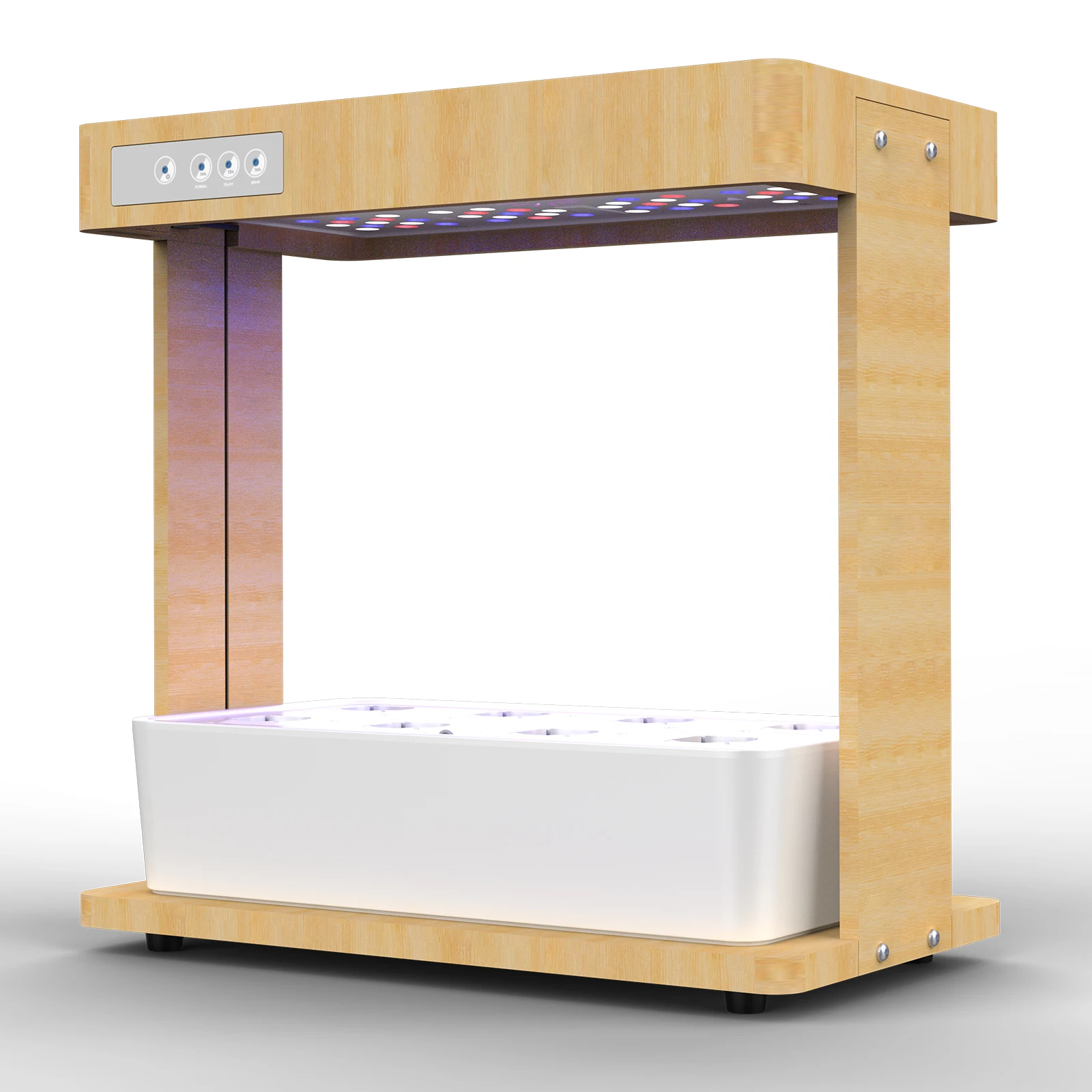 

Smart Indoor Hydroponic Garden Kit Modern Bamboo LED Herb Garden with 3 Lighting Modes for Home Use