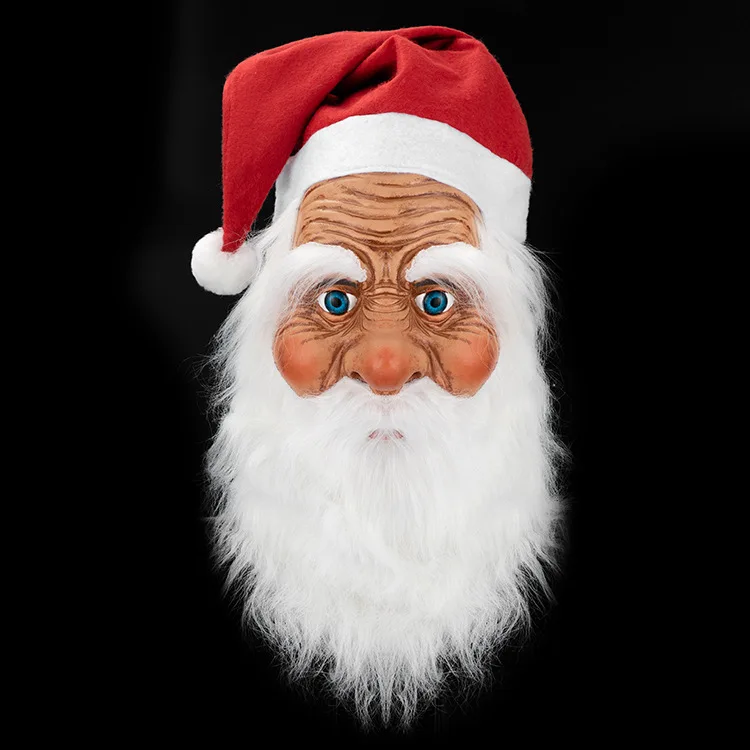 Halloween Mask Latex Headset Santa Claus Same Latex Headset White Bearded Santa Mask Christmas Party