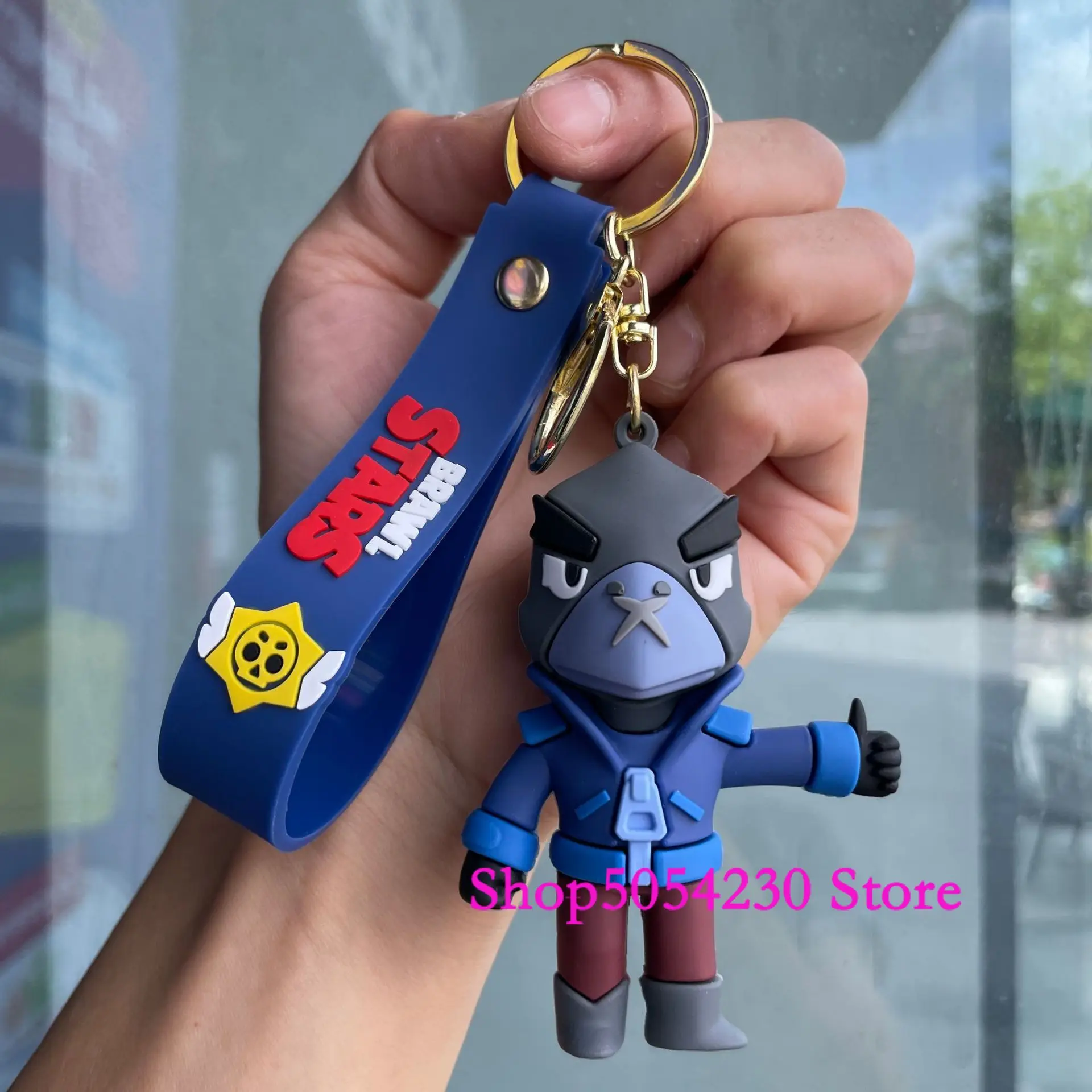 Llaveros de figuras de anime, de silicona, coleccionables, desechables, con temática del juego Brawl Stars, para cumpleaños, decoración de Leon y Crow, y como colgante para bolso.