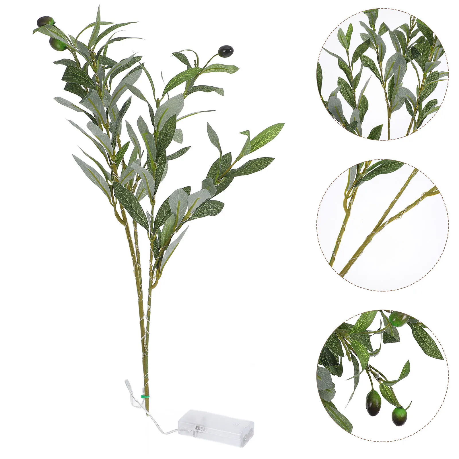 

Faux Artificial Olive Branches LED Lights Realistic Lighted Olive Tree Indoor Vase Decoration Night Light Greenery Stems