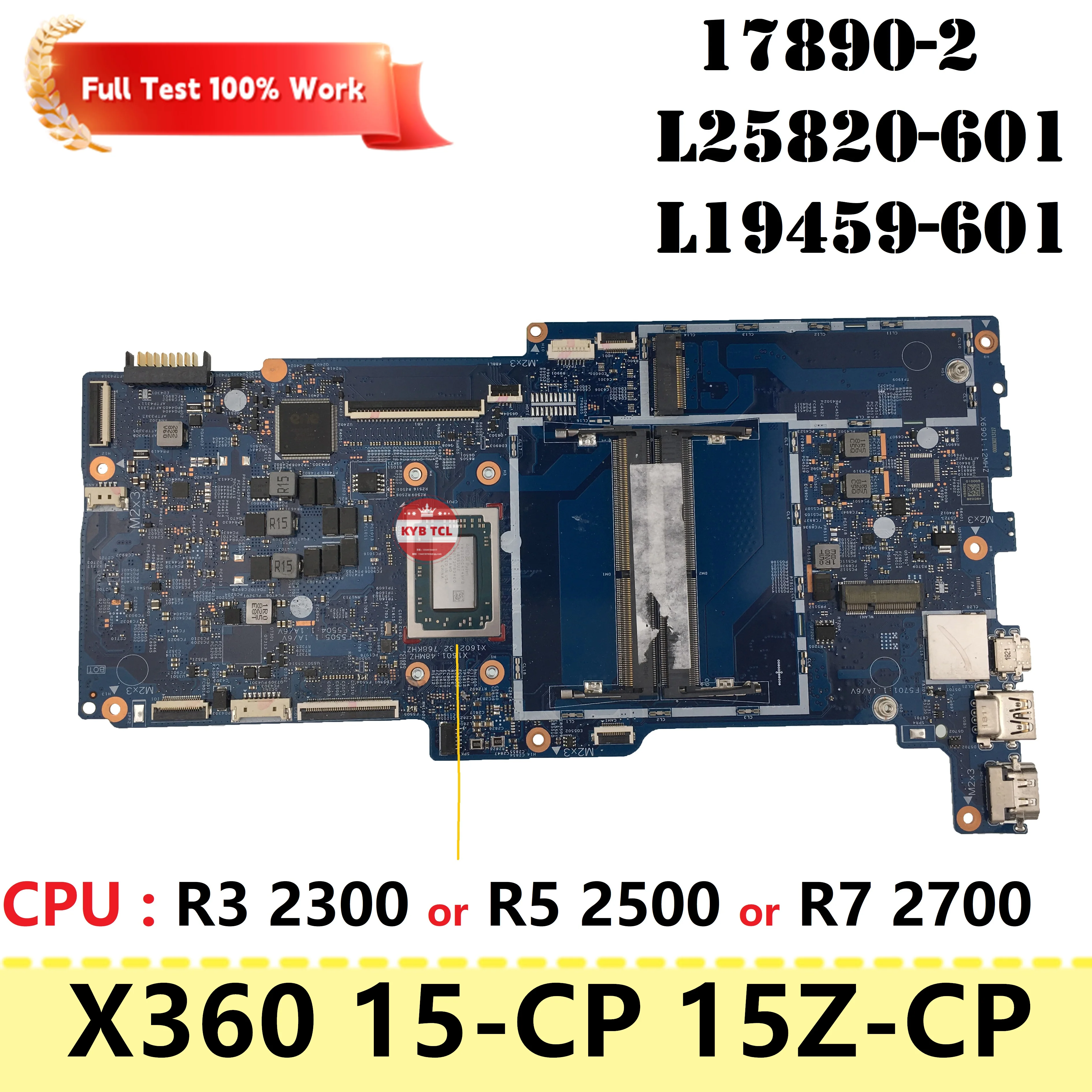 

For HP ENVY X360 15-CP 15Z-CP Notebook Laptop Motherboard L25820-601 L19459-601 17890-2 Mainboard With R7 2700 R3 2300 R5 2500