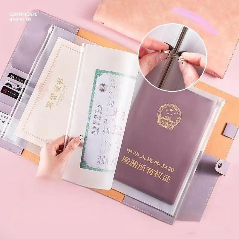 Sampul Binder Bulat 4 Ring dari Kulit PU Lembut A4 dengan Penutup Kancing Tekan untuk Jurnal, Planner, Album, dan Notebook Lembar Lepas