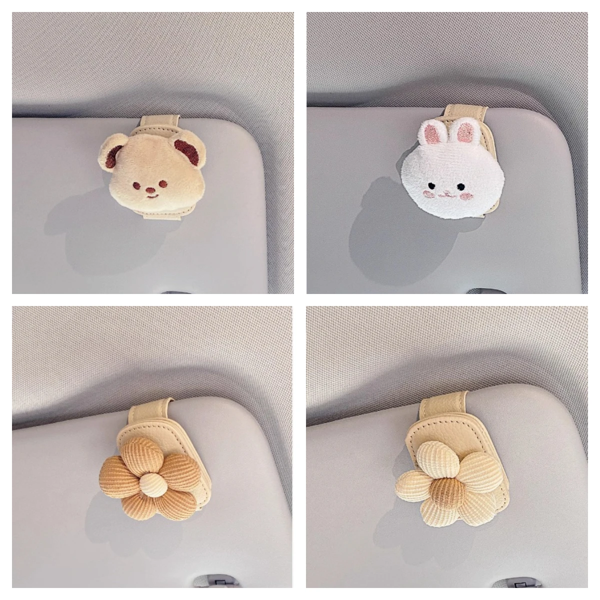 

1pc Universal Car Glasses Clip Sun Flower, PU Material, Auto Eyeglasses Holder, Vehicle Interior Accessories