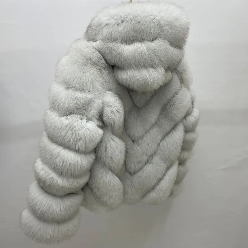 Frauen winter mäntel Echt Fuchs Pelz Mantel Dicke Warme Volle Hülsen Kapuze Hohe Qualität Natürliche Pelz Mode Jacke Anpassbare größe