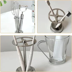 Stainless Steel Toothbrush Holder Toothpaste Stand Shelves Bathroom Organizer Freestand Stationery Makeup Brush Storage