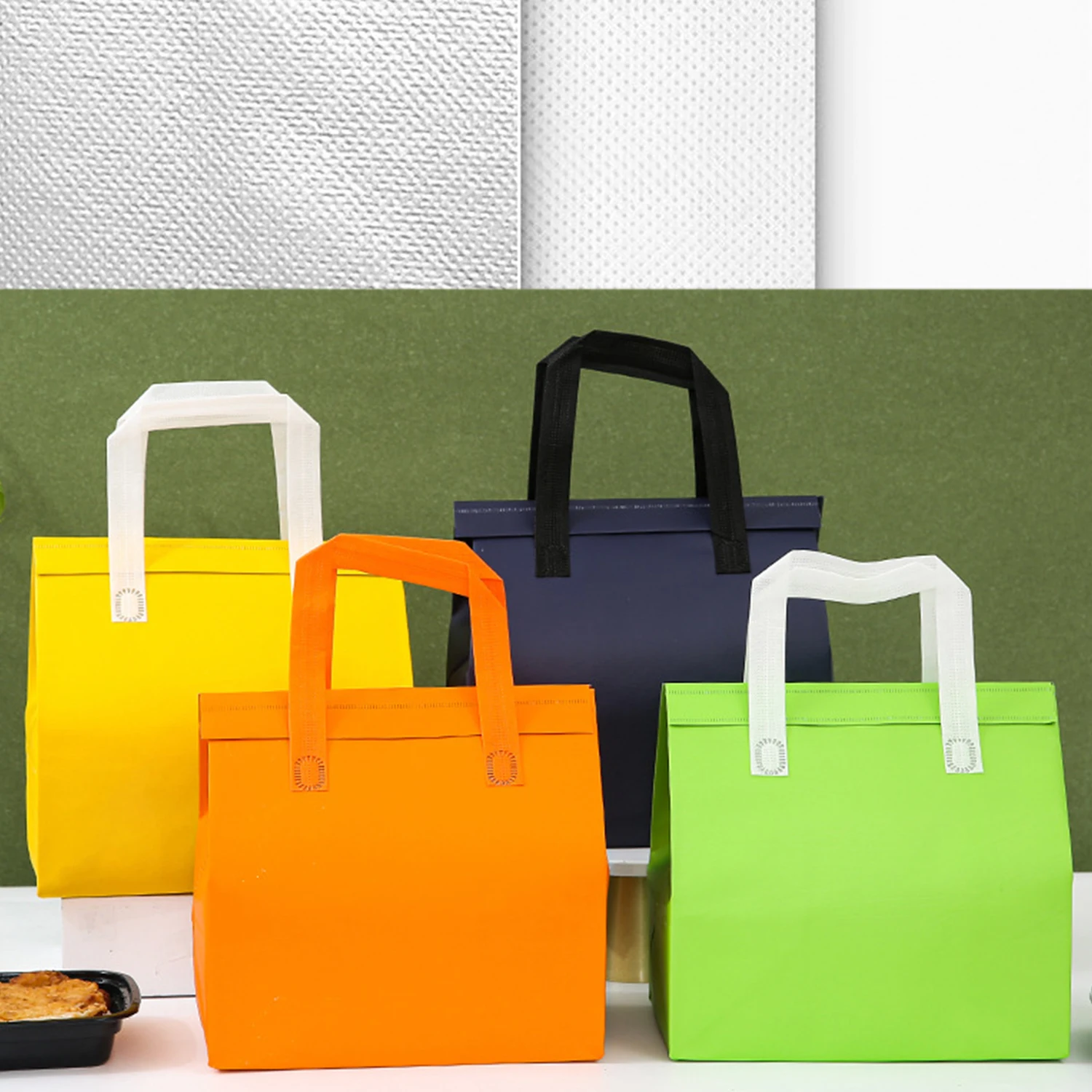 Portable Non-woven Fabric Lunch Bag Outdoor Thickened Aluminum Film Insulated Food Storage Picnic Bag Work Bento Delivery Bag