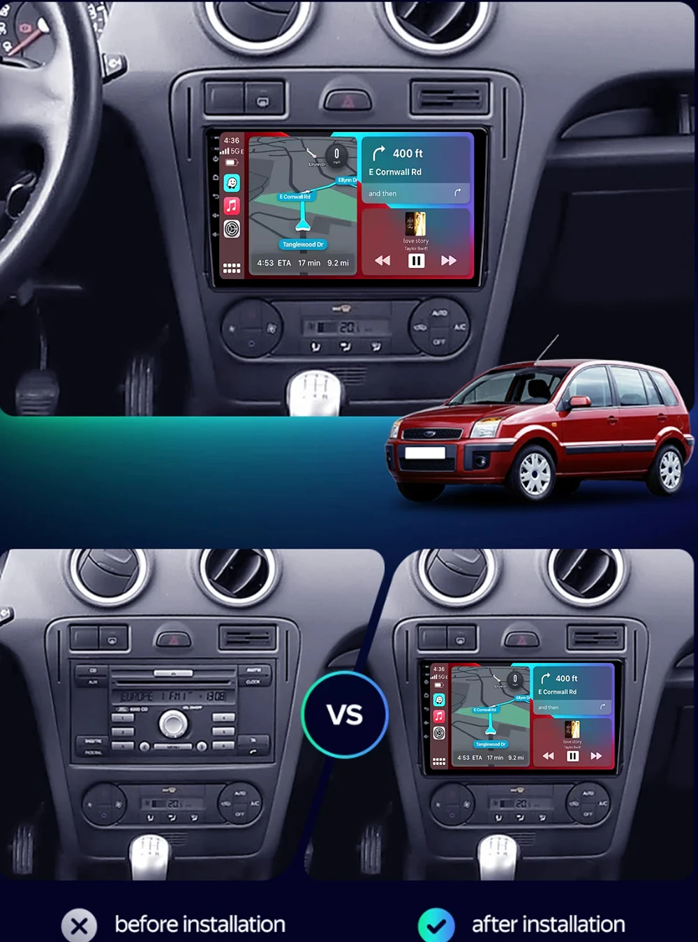 For Ford Fusion 1 2005 - 2012 Android 16 RS3 Sportback CAR Multimedia Carplay Video Player Stereo Radio WIFI 4G DSP Navigation