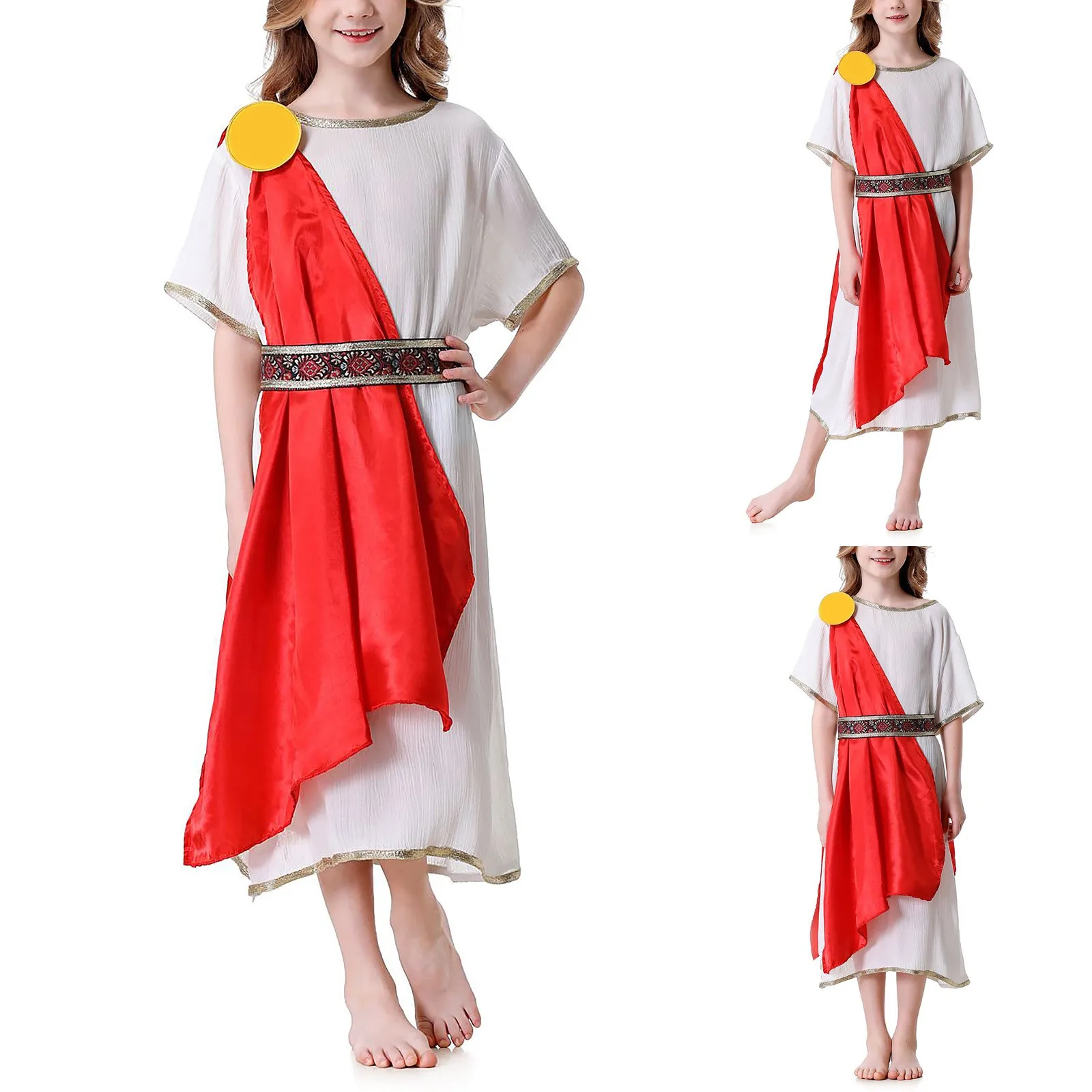 Kids Child Ancient Greek Goddess Mythology God Zeus Costume Girls Roman Grecian Toga Dress Cosplay Halloween Purim