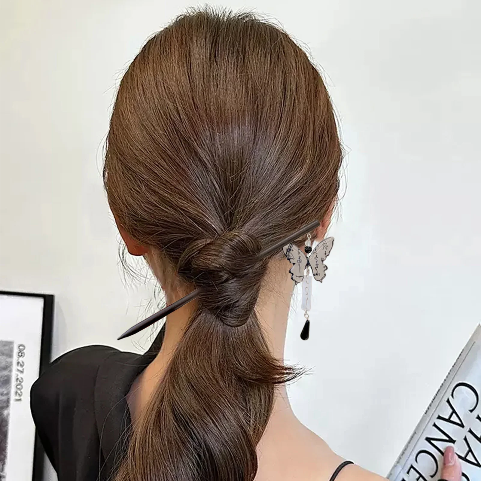 กิ๊บติดผมทรงจีนโบราณ กิ๊บโลหะสำหรับผมทรงฮั่นฝู พร้อมพู่สั้น สำหรับงานปาร์ตี้วันหยุด