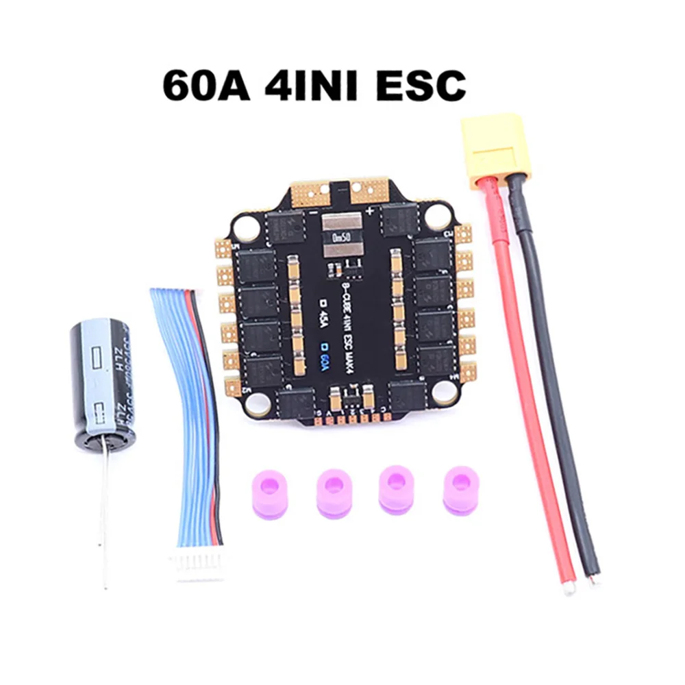 Nieuwe BLHELI_S 4IN1 45A 60A ESC Ondersteunende 3-6S borstelloze motor Ondersteuning DShot300 600/PWM voor RC FPV Racer Drone