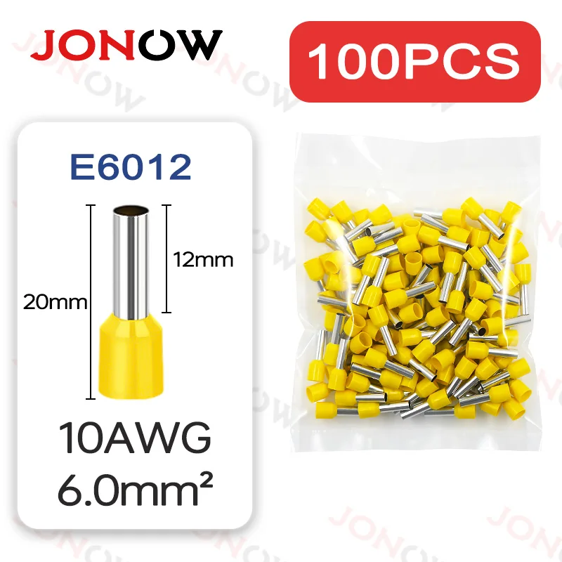 100PCS Röhren-Crimp-Klemmen Elektrokabel Aderendhülsen Steckverbinder E0508 E7508 E1008 E1508 E2508 E4009 E6012 Ringhülse – Detail 13